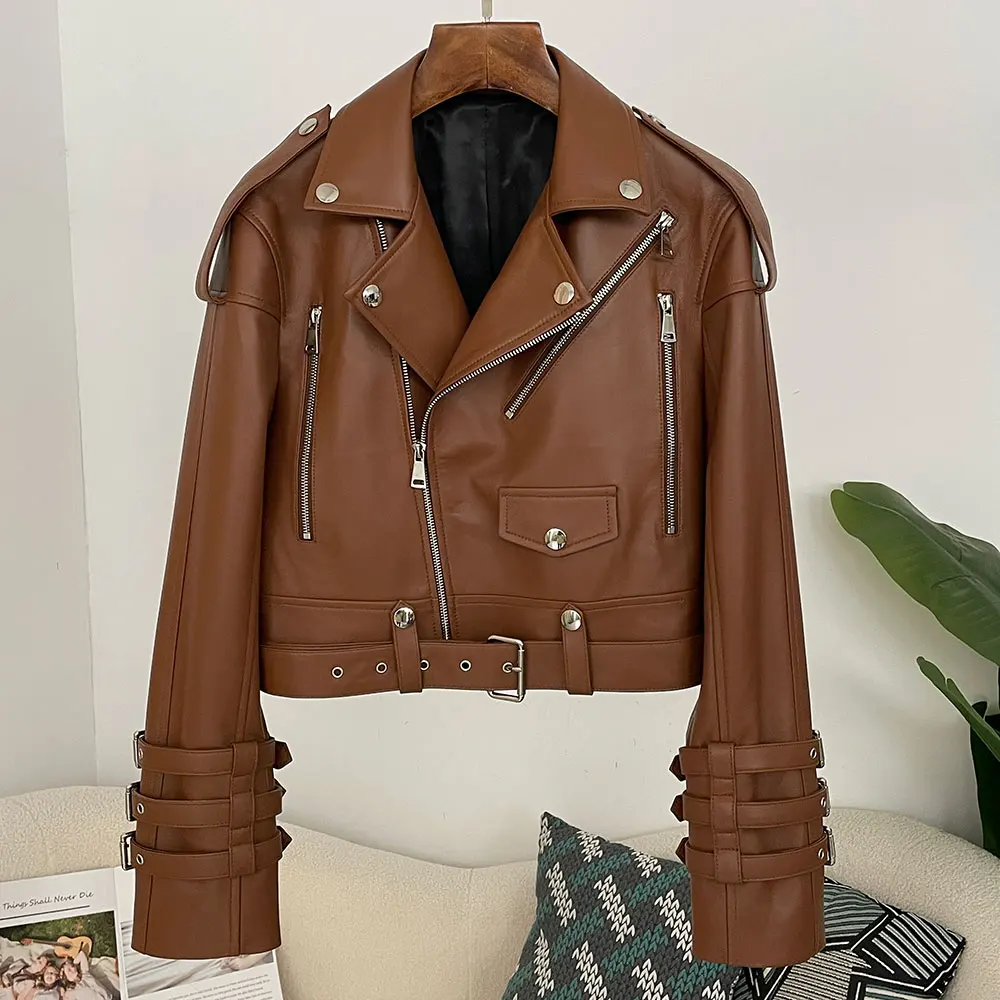 Women'S Fashion Utility Jacket - Damen Echtleder Utility-Jacke Outdoor Premium Casual