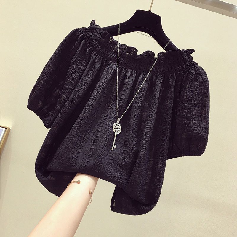 Women'S Fashion Trends Spring 2026 - Schwarz Casual Slash Neck Puff Sleeve