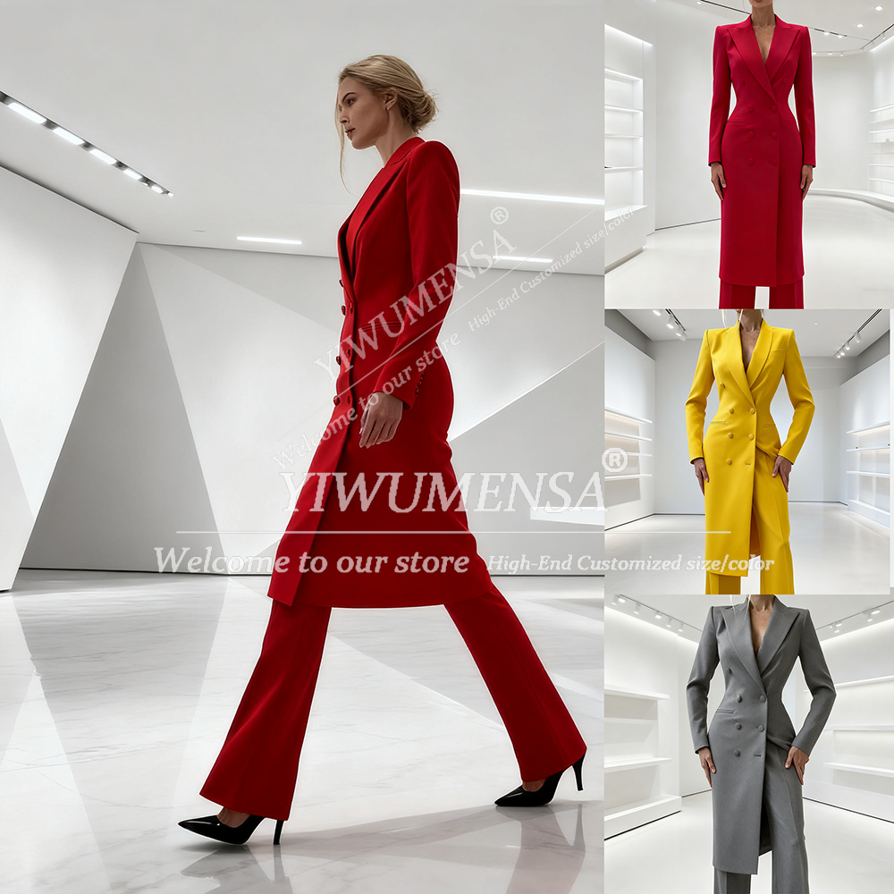 Women'S Fashion Jackets - Elegante, solide Damenanzüge, 2-teilig, zweireihig, spitzes