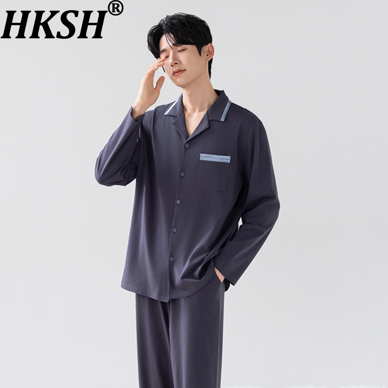 Women Fashion Korean - HKSH Herbst Winter Herren Trend Langarm-Hosen-Set
