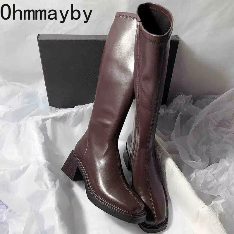 Women Fashion Korean - Vintage Starke Ferse Frauen Kniehohe Stiefel