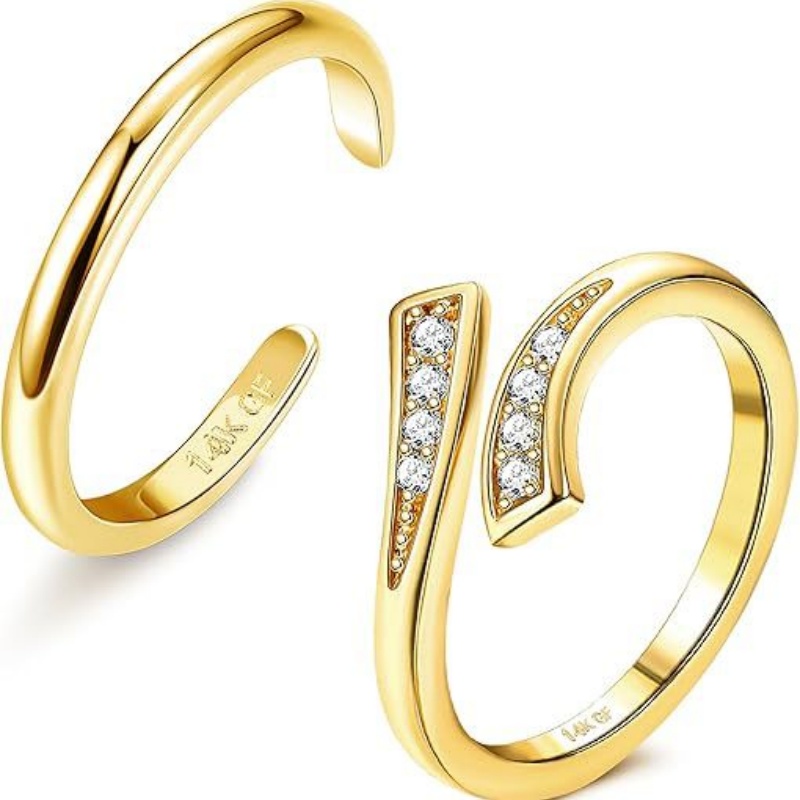 Women'S Fashion Rings Gold - 14K vergoldeter verstellbarer Zirkon-Fußring, zweiteiliges Set