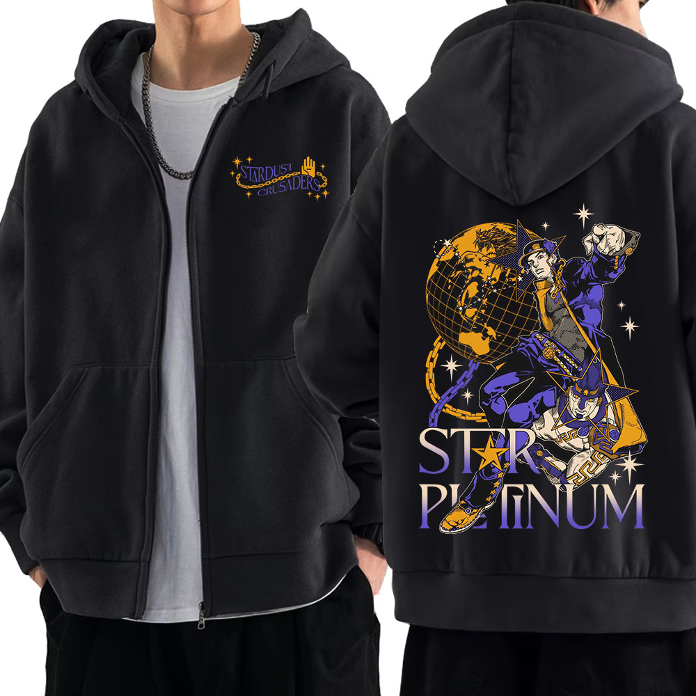 Women'S Fashion Zip Hoodie - Anime Jojo Bizarre Adventure Zipper Hoodies