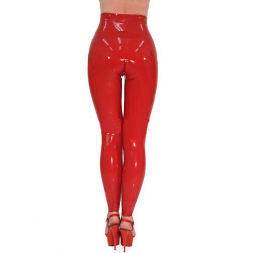 High Waist Leggings - RubberWomen High Waist Red Latex Leggings
