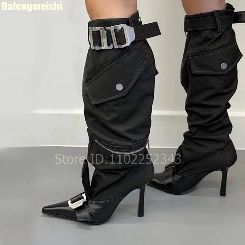 Women'S Fashion Spring 2025 - 2026 herbst Frauen Kniehohe Stiefel Metall