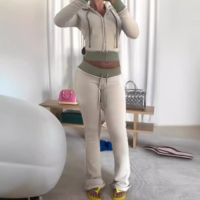 Women'S Fashion Zip Hoodie - 2-teiliges Lounge-Set für Damen, elegant, Trainingsanzug,