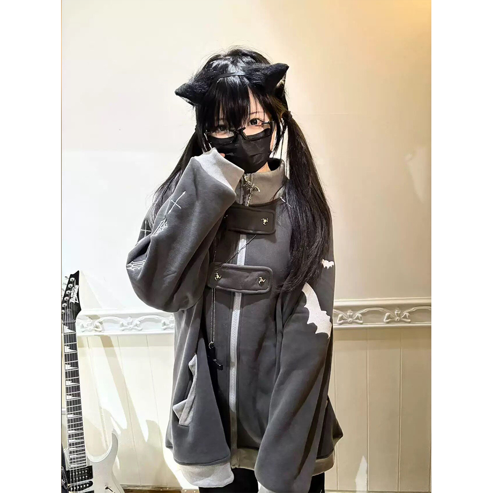 Hoodie Women Oversized - Y2K Gothic Zip-Up Hoodie für Damen,