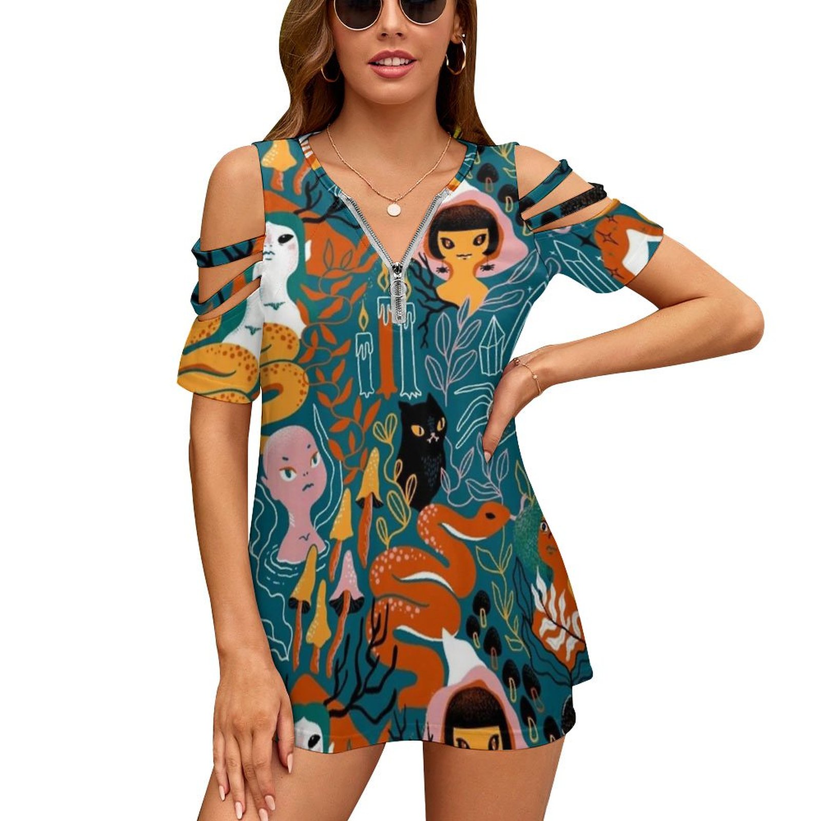 Women Fashion Vector - Coven. Hexe Zauberschwestern. Neues modisches, schulterfreies