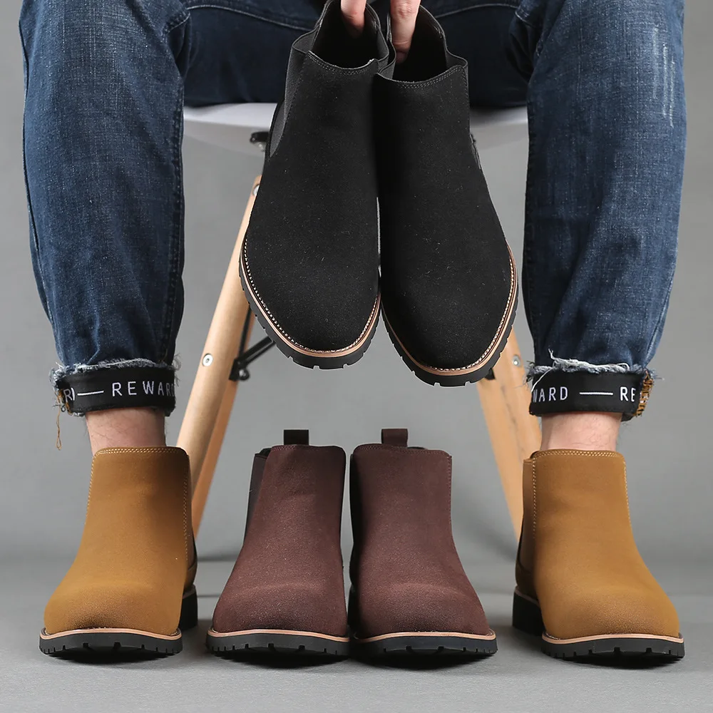 Women'S Fashion Winter 2025 - Herren-Stiefeletten, britischer Stil, Wildlederstiefel, modische Chelsea-Stiefel