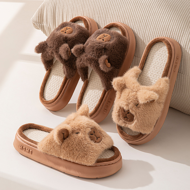 Women Fashion Store - Hanf-Cartoon-Damen-Hausschuhe: Bequeme Frühling/Sommer Luxus-Designer-Damenschuhe, modische Indoor-Plateau-Slides,