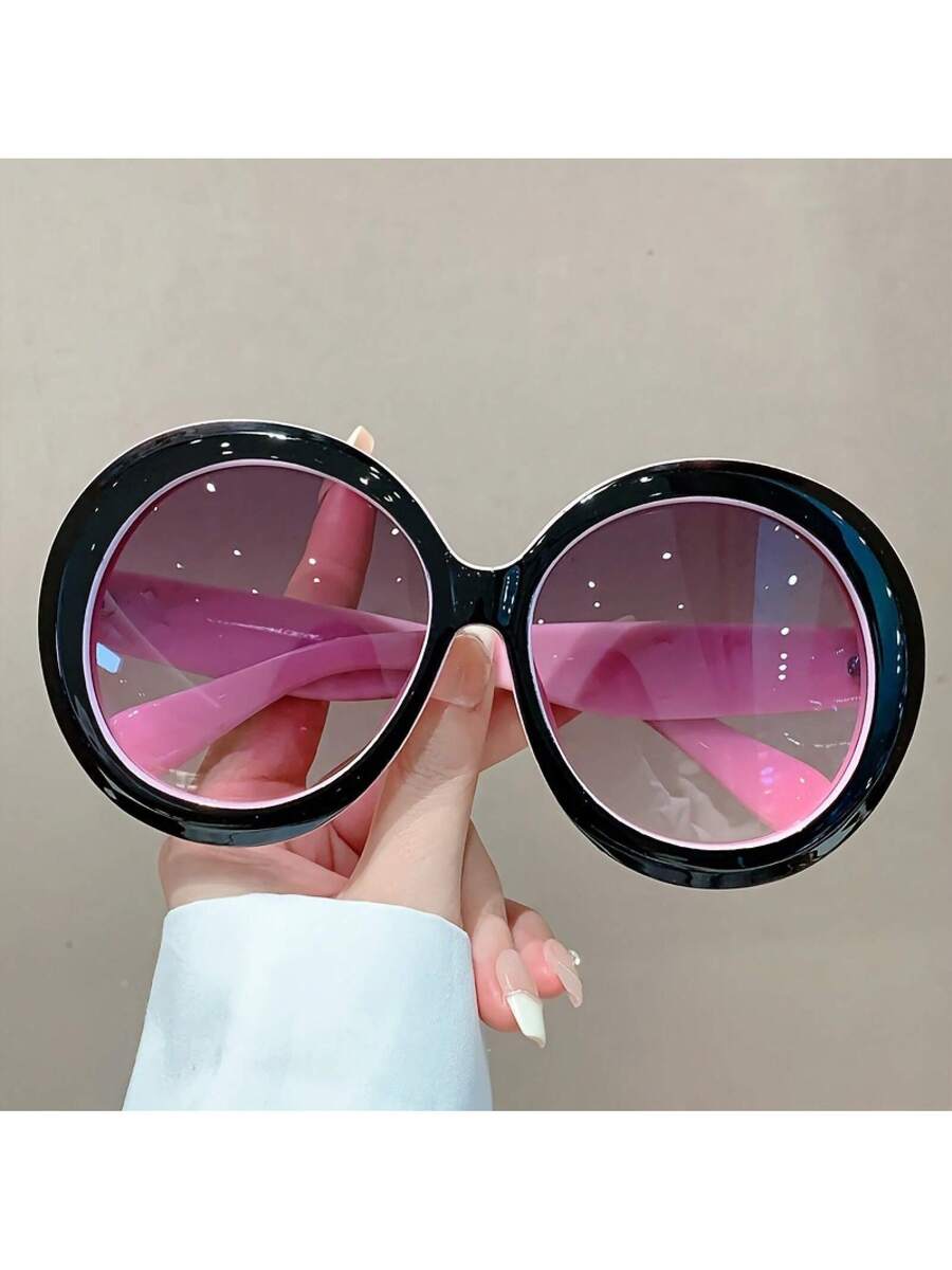Women'S Fashion Glasses Non Prescription - Große runde Damenbrille mit schwarzem Rahmen