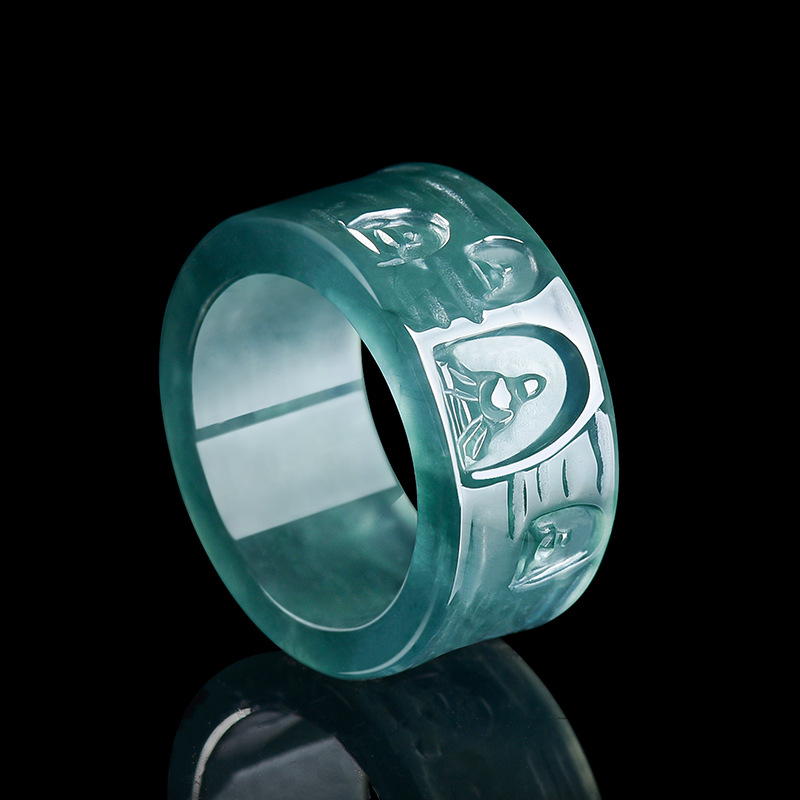 Women Fashion Designer - Natürlicher burmesischer Jadeit-Buddha-Ring, luxuriöser Edelstein-Designer-Schmuck, modischer