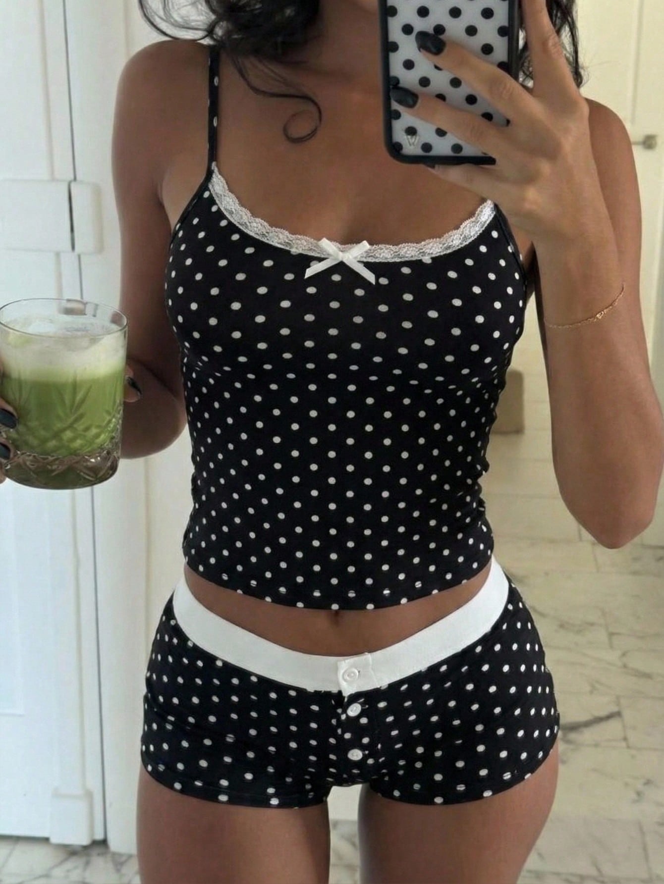Knitted Vest Women - Bequemer, lässiger Spice-Girl-Anzug, gepunktete Retro-Spitzenweste mit