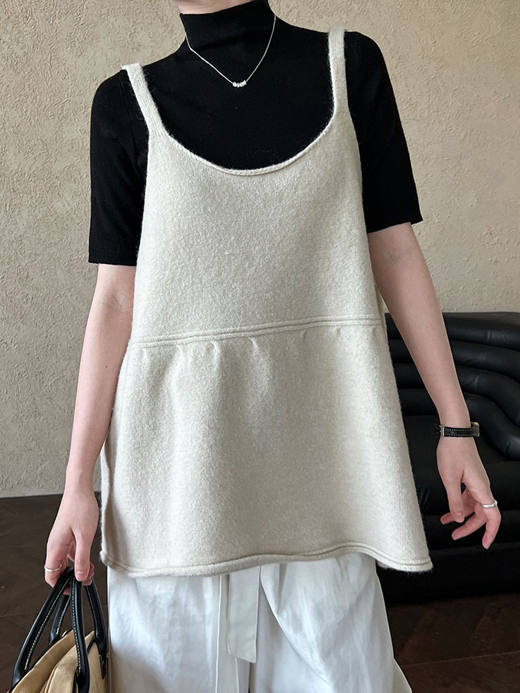 Knitted Vest Women - Frauen rot grau kurz stricken elegante