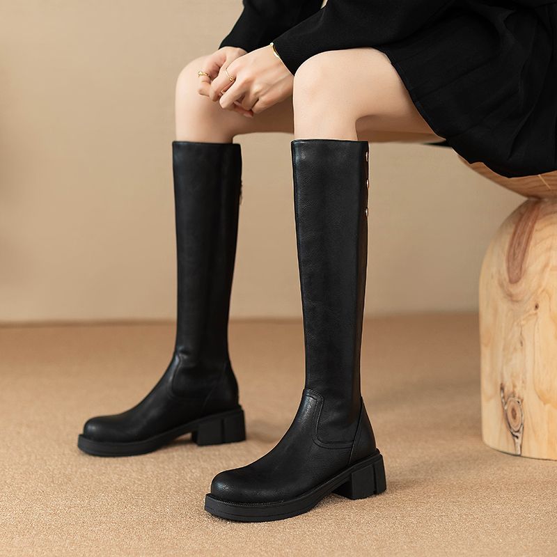 Women'S Fashion Winter 2025 - Herbst Winter Mittleren Absatz Damen Kniehohe