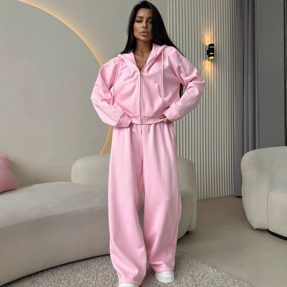 Women'S Fashion Zip Hoodie - Damen 2-teiliges Loungewear-Set, Kapuzenjacke mit Reißverschluss