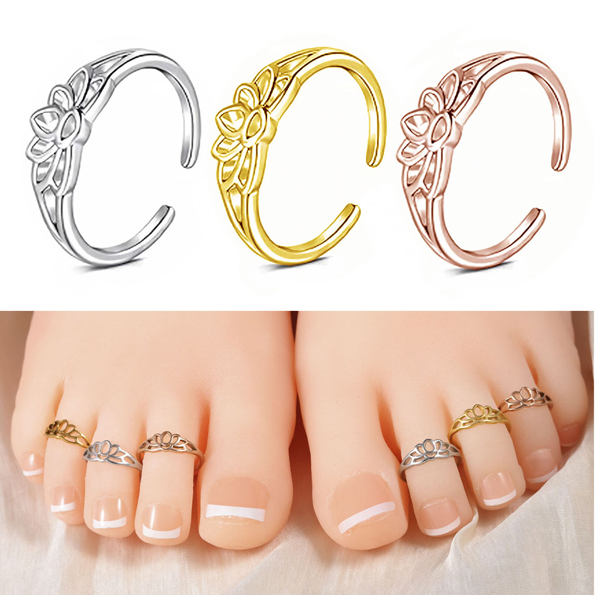 Edelstahl Lotusblüten Zehenrin – Women'S Fashion Rings Gold Bewertung und Preis