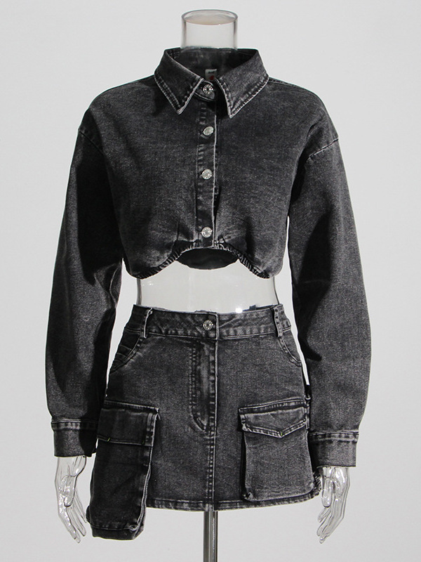   Rauchgraue Kurze Jeansjacke  – Women'S Fashion Utility Jacket Bewertung und Preis