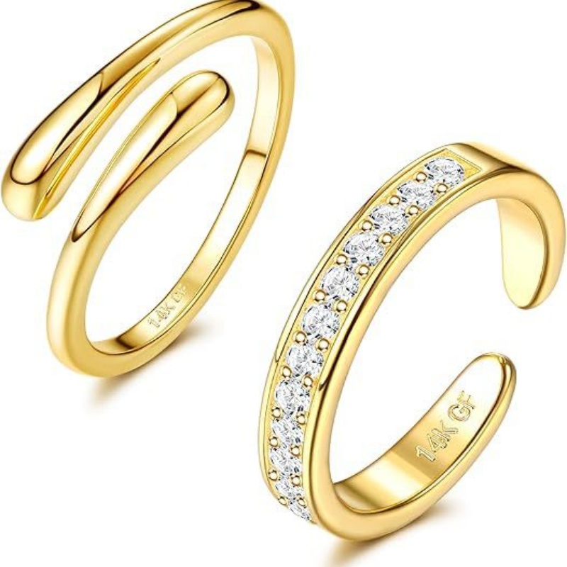 14K vergoldeter verstellbarer  – Women'S Fashion Rings Gold Bewertung und Preis