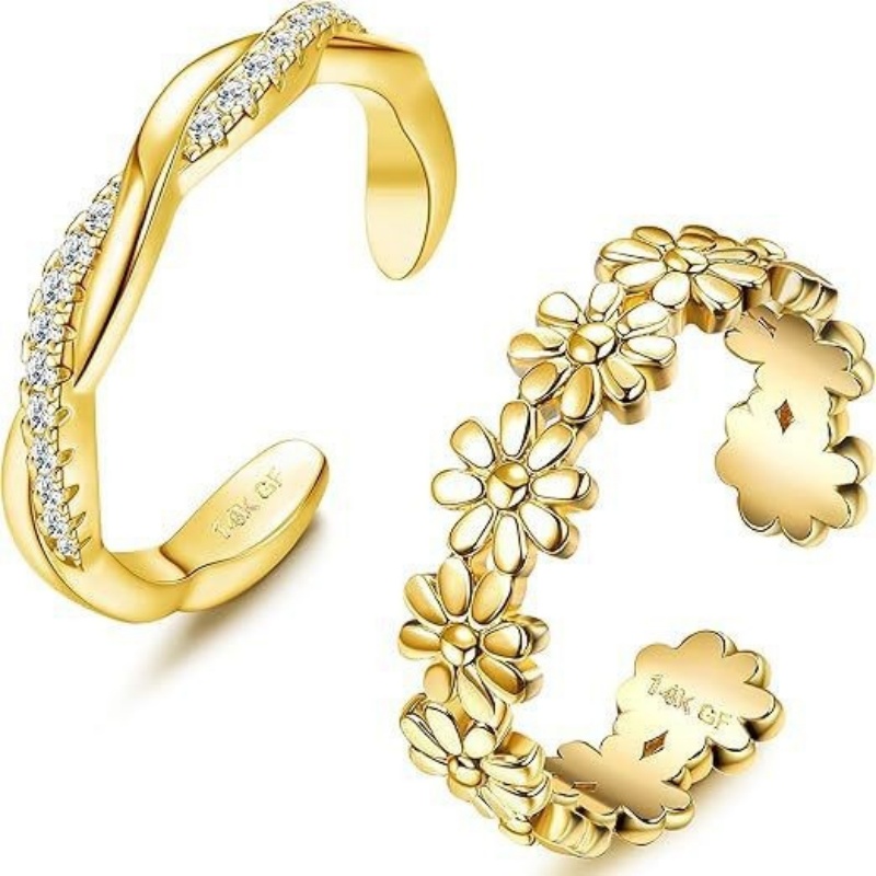 14K vergoldeter verstellbarer  – Women'S Fashion Rings Gold Bewertung und Preis