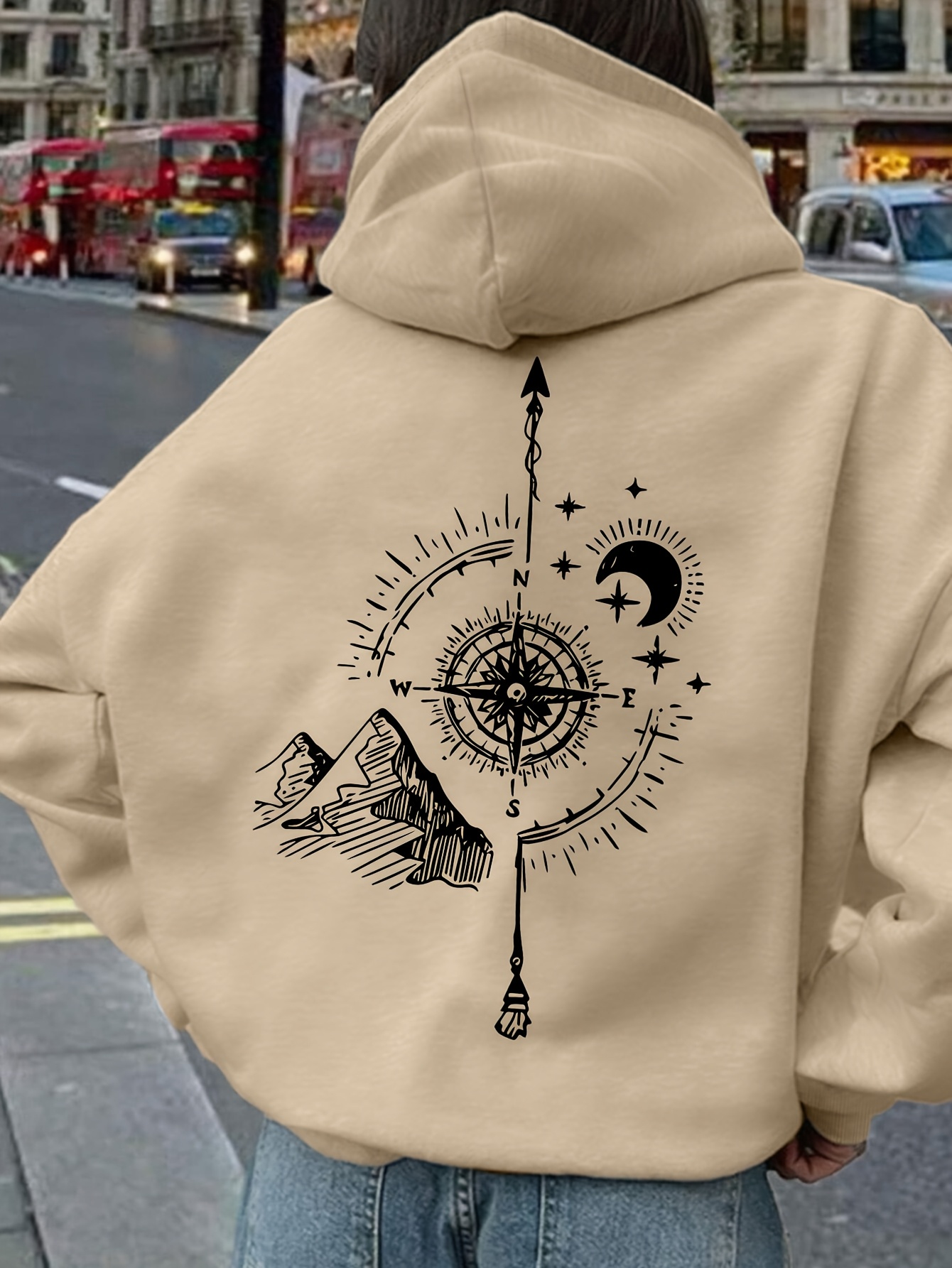 Damen-Hoodie mit Kompass-Print – Hoodie Women Oversized Bewertung und Preis