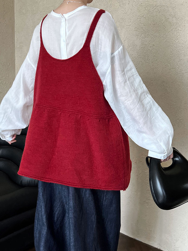 Frauen rot grau kurz stricken  – Knitted Vest Women Bewertung und Preis
